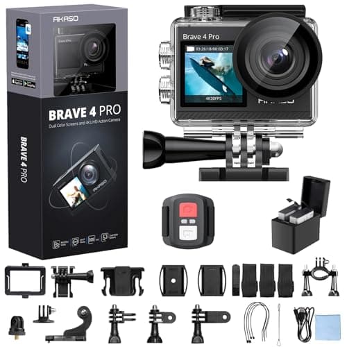 AKASO Brave 4 Pro 4K30FPS Action Camera - 131ft Underwater Camcorder Waterproof Camera with Touch Screen Advanced EIS Remote Control 5X Zoom Underwater Camera Support External Mic
