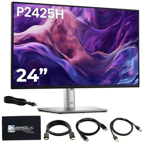 Dell P2425H Computer Monitor Screen 24" 16:9 IPS Display with Stand - 1 Year Warranty, 100Hz Full HD, 1920 x 1080 with Power Cable, DisplayPort, HDMI, USB 3.0 Upstream Cable & Cloth - New
