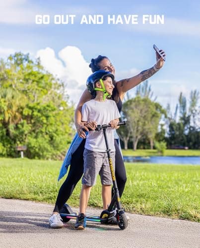 FanttikRide C9 Pro Kids Electric Scooter Ages 8-12, Colorful Rainbow Lights, E-Scooter for Kids 3.9-5.2 ft, 132 lbs, 5 Miles Range, Up to 40 min Ride Time, 5/8/10 MPH, 3 Adjustable Heights, Black 5