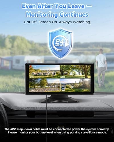 RV Camera System with CarPlay & Android Auto, 10.36'' Monitor with Blind Spot Detection/Parking Monitoring/Voice Control/DVR/Navigation, 4 1080P Backup Camera System for Semi Truck Trailer Camper 3