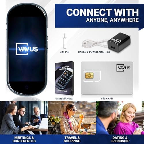 Vavus Language Translator Device with Unlimited Lifetime Global 4G Internet Included - Sim Card, WiFi & Offline Translation - 138 Languages and dialects (Graphite) 2