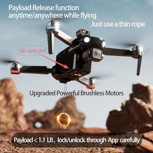 Bingchat Upgraded Professional Drones with Camera for Adults 4K HD, Anti-shake 3 Axis Gimbal, 360° Obstacle Avoidance, Payload Release, Tablet Touch Screen Controller, Up to 5 Miles Range, 84 Minutes Two Batteries, Time-lapse, Follow Me, Rainproof, GPS Safe Height Auto Return 3