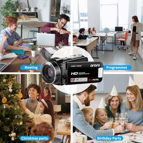 ORDRO Video Camera Camcorder 1080P 30FPS Digital Camera, IR Night Vision Vlogging Kids Video Camera for Beginners YouTube, 3.0'' IPS Screen 18X Zoom Camcorder with 16G Card, 2 Batteries 5