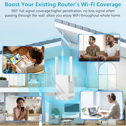 2025 1.2Gbps WiFi Extender Signal Booster, Up to 12880 sq. ft, Dual Band 5GHz/2.4GHz, WiFi Extenders Signal Booster for Home, WiFi Range Extender with Ethernet Port, Connects 100+ Devices 5