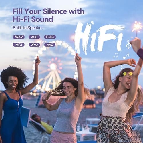 AGPTEK 64GB MP3 Player with Bluetooth, M3 2.4 inch Music Player with Speaker and FM Radio, Touch Buttons, Supports Up to 128GB(Purple) 4