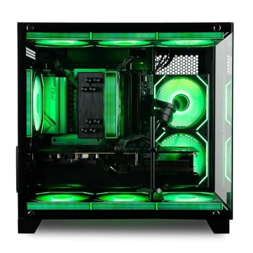Panorama Gaming Desktop PC (NVD RTX 5060Ti, AMD Ryzen 7 5700X Processor, 32GB DDR4 RAM, 2TB NVMe M.2 SSD, WiFi 6E + BT, HDMI + DP, KB&M, Windows 11 Pro Best 2025 RGB Prebuilt Tower Computer for Gamers 5