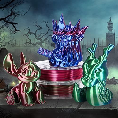 AMOLEN Silk PLA 3D Printer Filament Bundle, Shiny Dual Color Filament 1.75mm Pack, Multi Color Change 3D Printing Filament for Most FDM 3D Printer, 4 Spools 200g Each 5