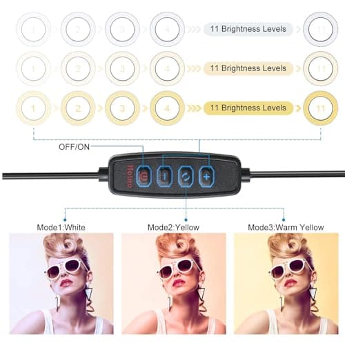 MACTREM 2 in 1 LED 6" Ring Light with Tripod Stand & Clamp for YouTube Video & Makeup, Mini LED Camera Light with Cell Phone Holder, 3 Light Modes & 11 Brightness Levels, Black 2