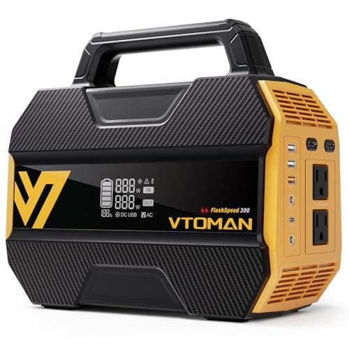 VTOMAN FlashSpeed 300 Portable Power Station, 300W 230Wh LiFePO4 Battery with 3000 Life Cycles, 100W PD USB-C Fast Charge, 6 Outputs for Outdoor Camping, Home Backup, RV, Off-Grid