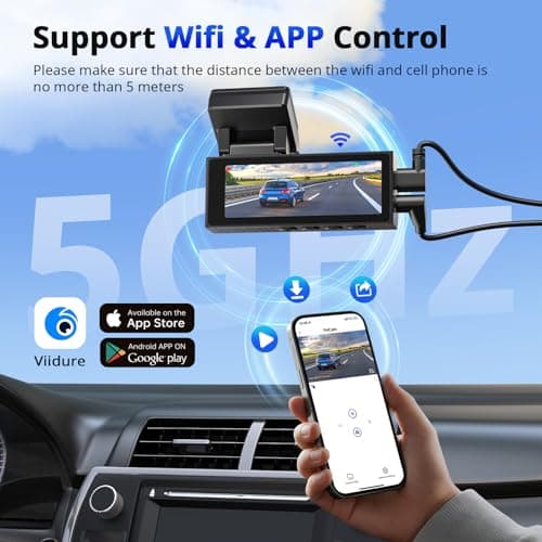 Dash Cams Front and Rear, NQJ 4K+2K Dual Dash Camera for Cars w 64GB Card, 5GHz Wi-Fi & App, G-Sensor, 3.2” Screen, 24H Parking Mode, 170°Wide Angle, Night Vision 5