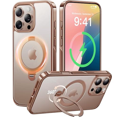 CASEKOO for iPhone 16 Pro Max Case Desert Titanium 360 Spin Magnetic Stand [Compatible with Magsafe][16FT Military Protection] Slim Polished for iPhone 16 ProMax Case with Stand, Rose Gold