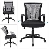 Furmax Office Chair Ergonomic Computer Desk Mesh Chair Mid Back Swivel Lumbar Support with Armrest (1, Black) 5