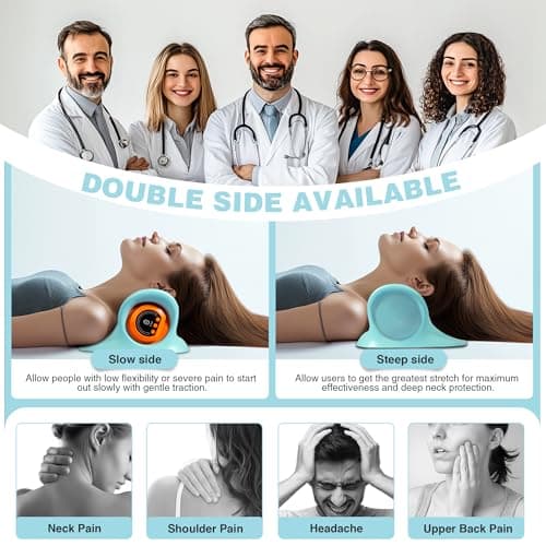 GYSIEN Neck Massager 2025, Neck and Shoulder Relaxer with Heat, 3 Modes, Portable Pillows for Pain Relief and Muscle Relax, 26° Angle Cervical Traction Device for Back, Shoulder 5