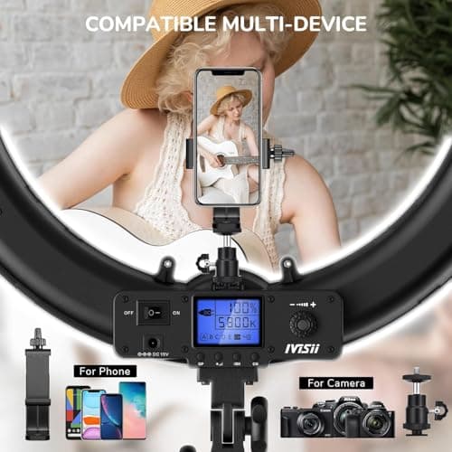 Ring Light,19inch LED Ring Light with Stand &LCD Display Adjustable Color Temperature 3000K-5800K, Makeup Light for YouTube Video Shooting, Portrait, Vlog, Selfie 【Upgraded Version】 5