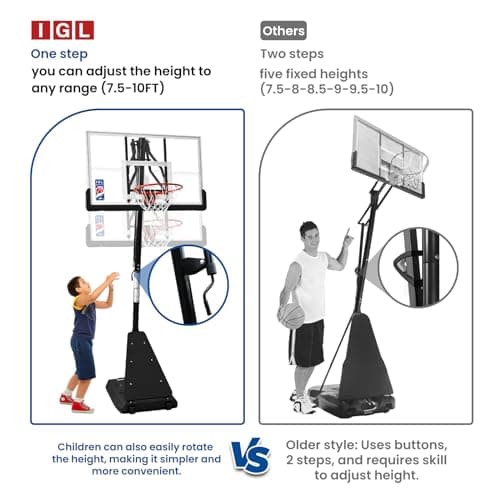 IGL Basketball Hoop Outdoor with 52 Inch Shatterproof Backboard, 10FT Height Portable Basketball Hoop Outdoor, Adjustable Basketball Goal System (Black) 5