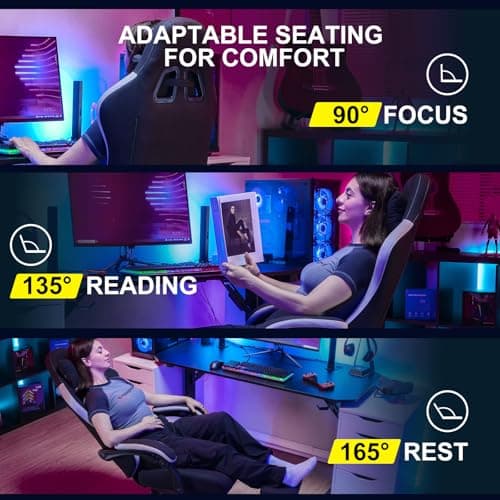 GTPLAYER Gaming Chair, Computer Office Chair with Pocket Spring Cushion, Linkage Armrests and Footrest, High Back Ergonomic Computer Chair with Lumbar Support Task Chair with Footrest 5