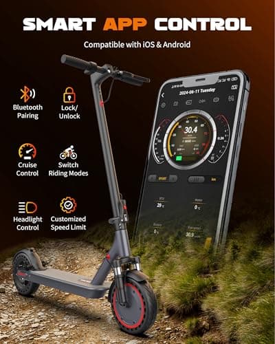 VOLPAM Electric Scooter, 350W/500W Powerful Motor, 8.5"/10" Solid Tires, 19/22Mph, 28/23/21/16 Miles Max Range, Dual Braking 4