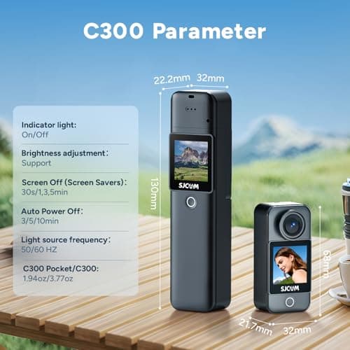 SJCAM C300 Pocket Travel Action Camera 4K,7Hour Power,154° Wide FOV Video Recording,6-Axis Stabilization,Dual-Touch Screen Body Camera,30M Waterproof,Vlogging YouTube Live Streaming,Black 64G Card 6