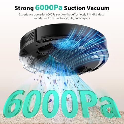 Tikom Robot Vacuum and Mop, 6000Pa Robotic Vacuum Cleaner with Self-Emptying Base, 90 Days Capacity, LiDAR Navigation, Home Mapping, Ideal for Pet Hair, Hard Floors, Carpet (L8000 Plus) 4