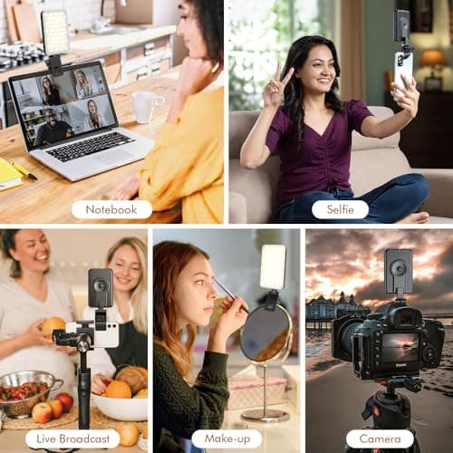 Selfie Light for iPhone,Portable Phone Clip on Light,Rechargeable LED Ring Light for Phone,Video Recording,Camera,Laptop,TikTok,Tablet,Vlog,Computer,5 Lighting Modes,80 LED High Power 5