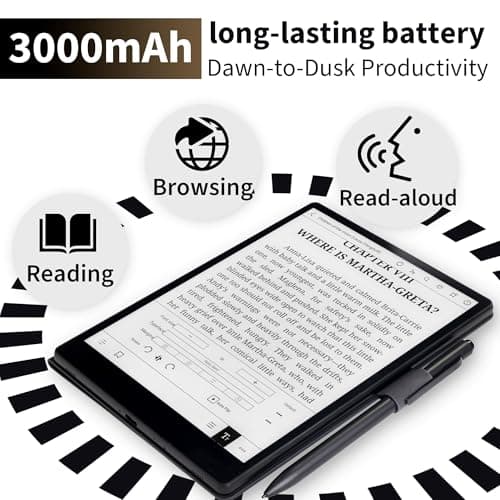 Veidoo 8.2 Inch E-Book Reader with Large E-Ink Screen, 64GB ROM,1440×1920 IPS 292 PPI, Adjustable SMARTlight, Dual Band WiFi, Android E-Reader, Digital E-Ink Tablet with Stylus and Cover(Black) 4