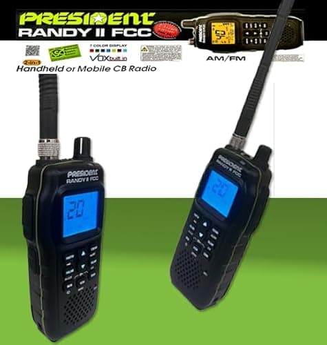 President Randy II FCC - First FCC Approved AM/FM Handheld CB Radio with NOAA Weather Channel, ANL Filter, ASC, Scan Skip, VOX Built-in, 7-Color LCD Dispplay 2