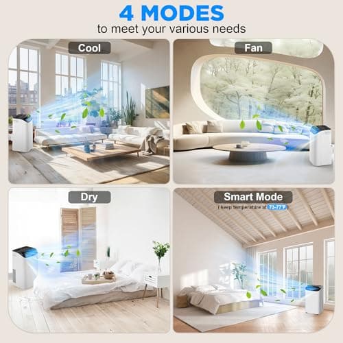 Humhold 14000 BTU Portable Air Conditioners with Remote Control, 3-in-1 Free Standing Cooling AC Unit with Fan & Dehumidifier, Cools Room up to 700 sq.ft, Smart/Sleep Mode,3 Speed,Auto Swing,24H Timer 4
