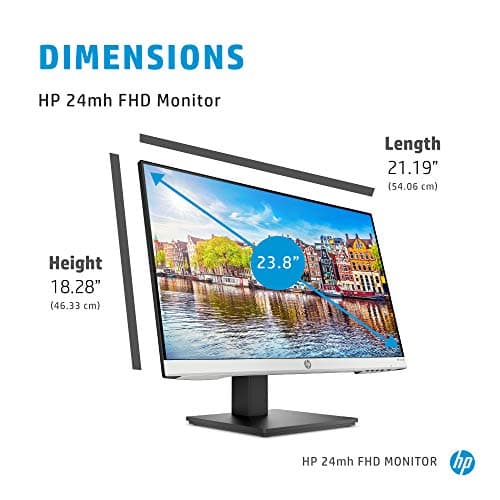 HP 24mh FHD Monitor - Computer Monitor with 23.8-Inch IPS Display (1080p) - Built-in Speakers and VESA Mounting - Height/Tilt Adjustment for Ergonomic Viewing - HDMI and DisplayPort - (1D0J9AA#ABA) 4
