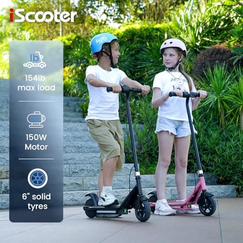 iScooter IK3 Electric Scooter for Kids Ages 6-12, 150W Motor, LED Display, 3 speeds Adjustable, Colorful Lights, Double Brake, Kids Electric Scooter with Magnetic Charging (IK3,Black) 2