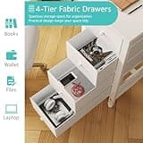 Lufeiya Small White Desk with Drawers for Bedroom, 40 Inch Kids Girls Study Desks, Reversible Computer Writing Nail Table with Fabric Drawer for Small Spaces Home Office Manicure 6