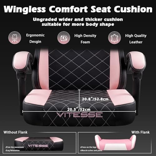 PUKAMI Gaming Chair with Footrest,Ergonomic Gamer Chair for Adults, Racing Style Reclining Computer Game Chair with Headrest and Lumbar Support (Pink) 5