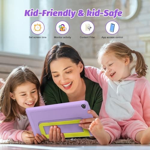 URAO Kids Tablet, Android 14 Tablet for Kids 10 inch Octa-Core with Case, 64GB 1TB TF Card Expandable for Toddler Children, Parental Control, Dual Camera, WiFi,Gift 3