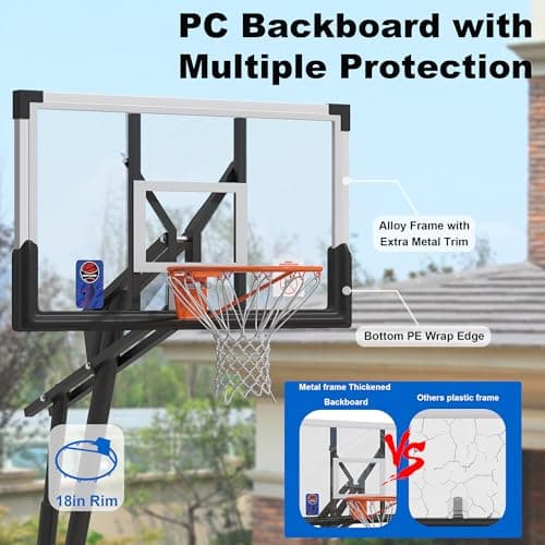 Cofiyard LED Light Portable Basketball Hoop Outdoor with Extra Sandbag, 5.25-10FT Height Basketball Hoop Outdoor with Extra Large Capacity Base, Adjustable Basketball Goals System 3