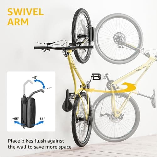 monTEK Swivel Bike Wall Mount – 4 Pack Garage Bike Hanger & Space-Saving Vertical Bike Rack for Garage & Apartment, Sturdy Bike Storage Hook Holds 66 lbs, Easy Installation & Scratch-Proof Design 3