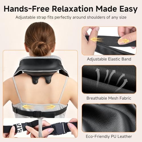 Senluyi 6D Neck Massager for Pain Relief Deep Tissue, Kneading Shiatsu Neck and Shoulder Massager with Heat,Cordless Massager for Back and Shoulder Pain, Gifts for Women Men Home Office Christmas 5