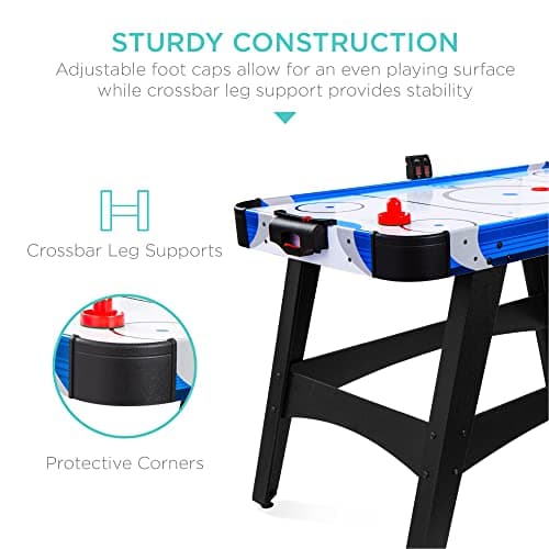 Best Choice Products 58in Mid-Size Arcade Style Air Hockey Table for Game Room, Home, Office w/ 2 Pucks, 2 Pushers, Digital LED Score Board, Powerful 12V Motor, Carrying Bag 3