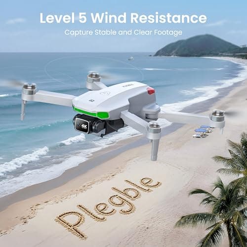 PLEGBLE Drone with EIS 4K Camera for Adults, GPS Drone with 5.0" Screen on Controller, 70 Mins Flight, Long Range Transmission, AI Track&Orbit Mode, Follow Me, Auto Return, Lightweight and Foldable RC Drones for Beginner Toy Gifts, Under 249g 4