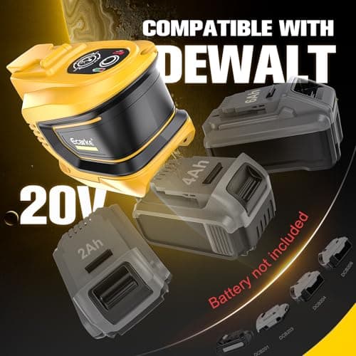 Portable Power Inverter Compatible with DeWALT 20V,Ecarke Real 200W Outdoor Generators with 2 USB&Type-C&AC,DC 20V to AC 110V Portable Power Station, Charger Adapter Battery Powered Outlet(no battery) 3