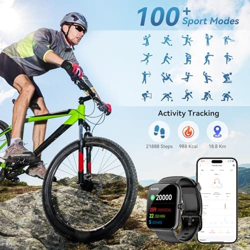 Mikego Smart Watch with Alexa Built-in, 1.83" HD Touchscreen & Fitness Tracker with Message Call Function, 24/7 Heart Rate/Sleep Monitor, 120+ Sport Modes, IP68 Waterproof, for Android iPhone (Black) 3