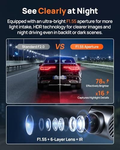 70mai 4K Dash Cam Front and Rear, Built in Wi-Fi 6 & GPS Car Camera, Super Night Vision, ADAS, 3'' IPS Screen, 24H Parking Mode, Time-Lapse, Loop Recording, with 128GB Card (A800SE) 3