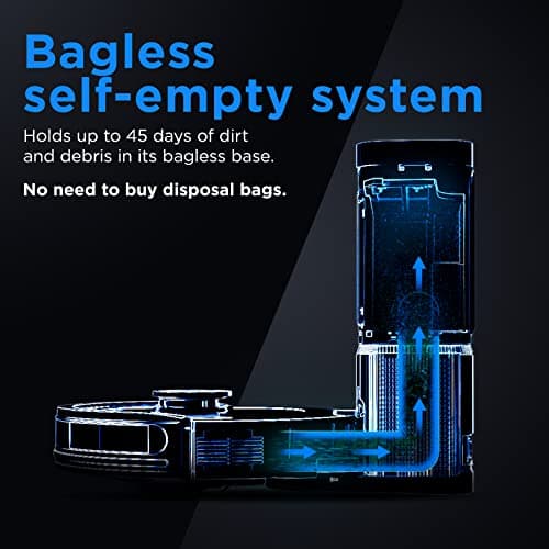 Shark RV2310AE Matrix Self-Emptying Robot Vacuum with Bagless, 45-Day Capacity, Self-Cleaning Brushroll for Pet Hair, No Spots Missed on Carpets & Hard Floors, Precision Home Mapping, Wi-Fi, Black 4