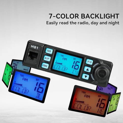 Retevis MB1 40 Channel CB Radio, Noise Cancellation Long Range Mobile Radio, with CB Antenna and Cigarette Lighter, Emergency Channel 9/19, 7-Color Screen, Auto-Scan, External Speaker Jack for Trucker 5