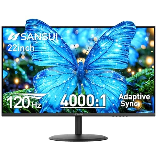 SANSUI 22 Inch 120Hz Monitor, FHD Computer Monitor 4000:1 Contrast Ratio with Adaptive Sync, HDR 100% sRGB, HDMI x 2, VESA Mount, Eye Care for Home/Office (ES-22X3AH, One HDMI Cable Included).