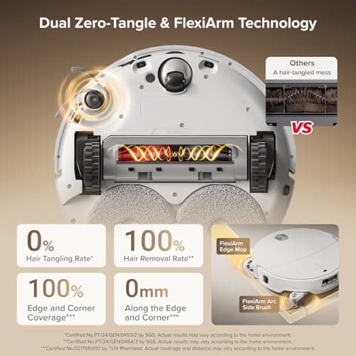 roborock Qrevo CurvX Robot Vacuum and Mop, 22,000Pa Suction, 3.14’’ Ultra Slim, Zero-Tangling Design, Reactive AI Obstacle Recognition, AdaptiLift Chassis, Auto Hot Water Mop Washing & Drying 3