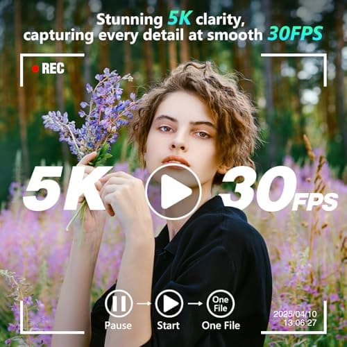 5K Digital Camera, 64MP Cameras for Photography with 6X Optical Zoom & Autofocus, WiFi Vlogging Camera for YouTube Video, Dual-Lens, 2 Batteries, 64GB Card & Flash, Best Cameras for Content Creators 2