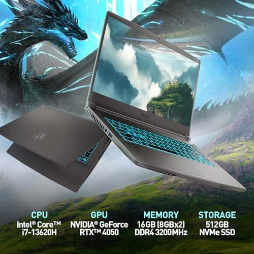 MSI Thin 15 15.6” 144Hz FHD Gaming Laptop: Intel Core i7-13620H, NVIDIA Geforce RTX 4050, 16GB DDR4, 512GB NVMe SSD, WiFi 6E, Win 11: Black B13VE-2678US 2