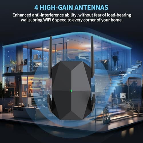2025 AX3000 WiFi 6 Range Extender, WiFi Extender Signal Booster with Gigabit Ethernet Port, Dual Band (2.4G&5.8G) WiFi Repeater Cover up to 13888sp.ft, Faster Speed and Wider Cover(Black) 3