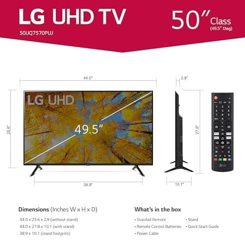 LG 50-Inch Class UQ7570 Series 4K Smart TV, AI-Powered 4K, Cloud Gaming (50UQ7570PUJ, 2022), Black 3