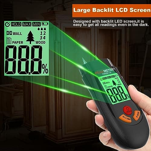 Wood Moisture Meter, with battery and LCD display, suitable for quick determination of moisture content of many types of logs, paper, plywood, plaster walls, floor coverings, etc. 2