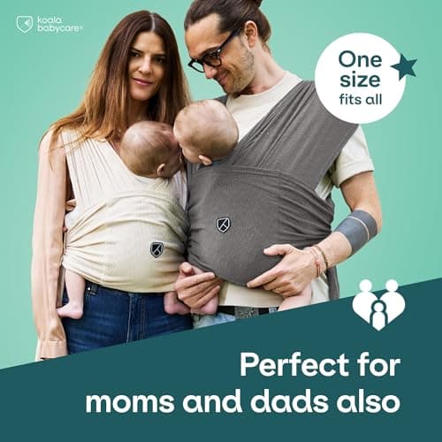 Koala Babycare Baby Carrier Wrap, Easy to Wear As a T-Shirt - Original Baby Carrier Newborn to Toddler - Sling One Size Fits All - Baby Wraps Carrier Up to 22lbs 4